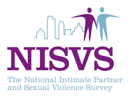 The logo for the National Intimate Partner and Sexual Violence Survey includes large letter spelling out NISVS as well as the full name. Above the words, a skyline and the outline of two human shapes are seen.